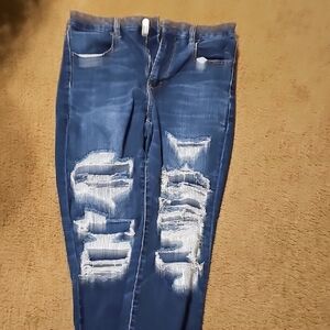 Distressed Blue Jeans